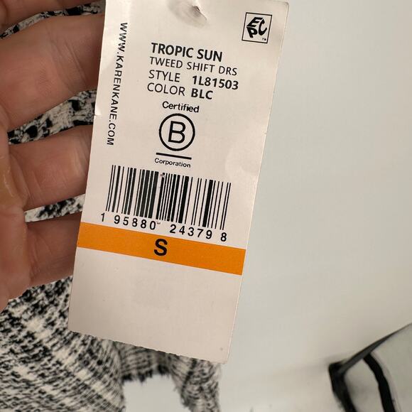 KAREN KANE NWT Black and White Tropic Sun Tweed Shift Dress // S - Picture 8 of 13